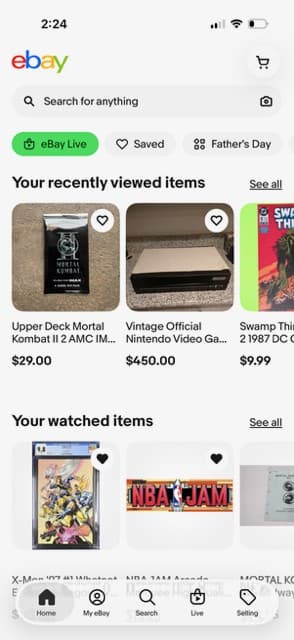 eBay app search bar