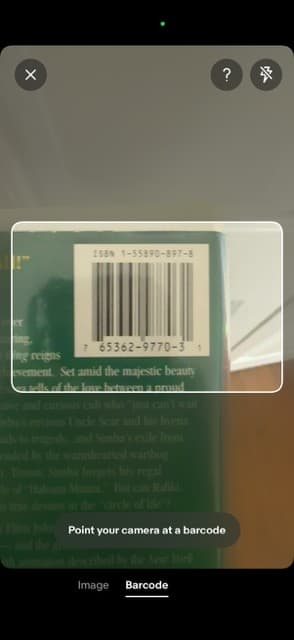 Scanning a barcode with the eBay app