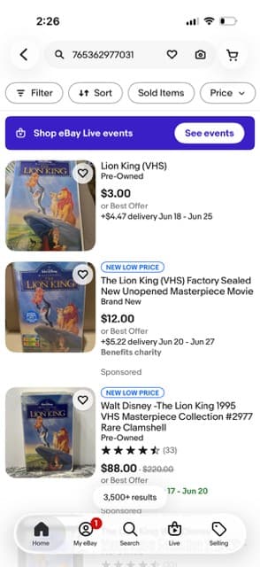 Filter button in eBay app